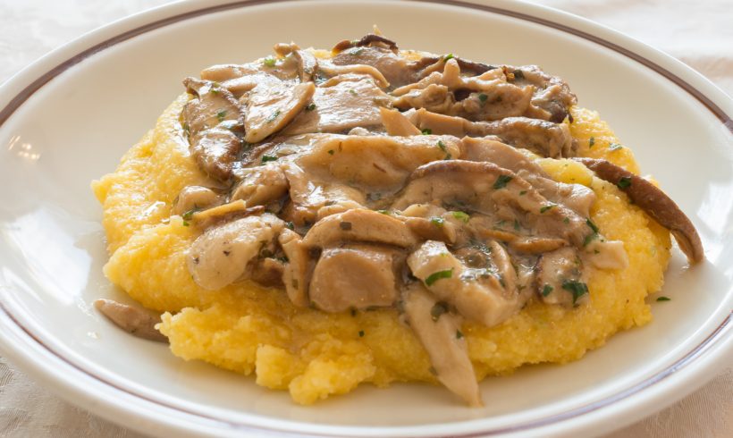 Polenta s tofujem in gobami